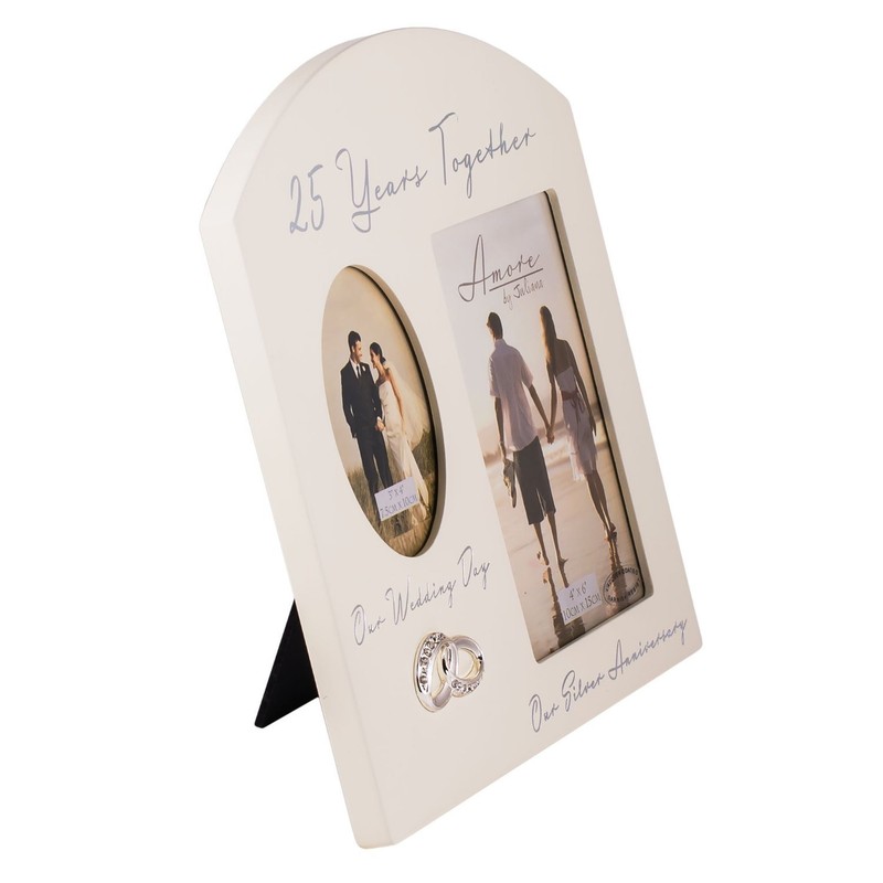 25th Anniversary Then & Now Double Photo Frame from Amore