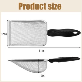 Dunzy 4 Packs Reptile Sand Stainless Steel Fine Mesh Reptile Substrate Metal Sand Shovel Sifter Litter Cleaner Corner Scoop Shovel Cleaner Scooper for Bedding Aquarium Terrarium Accessories