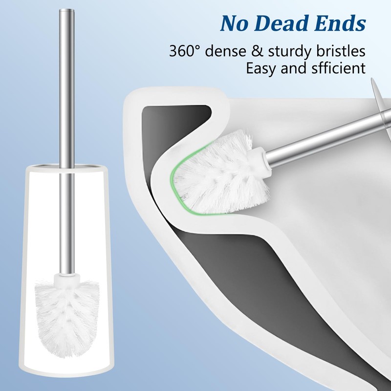Topsky 2-Pack Closed Toilet Brush Compact Toilet Brush and Holder