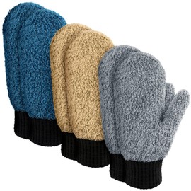 Bencailor 3 Pairs Microfiber Dust Mittens with Thumb Dust Mittens Household Cleaning Mitten No Scratch Dusting Reusable Gloves for Kitchen House Car Dust Cleaning Tools(Dark Blue, Khaki, Gray, Black)