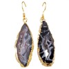 SUNYIK Natural Quartz Geode Agate Slice Dangle Earrings,Dark Color Crystal