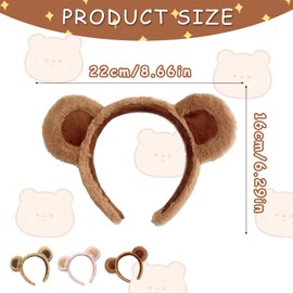 UILYNIU 3 Pieces Animal Headband, Plush Animal Bear Ears Hairband For Kids Adult, Bear Costume Headpiece for Animal Cosplay Fancy Dress Up Headwear Children Xmas Hair Band Party Supplies (3PCS, M)