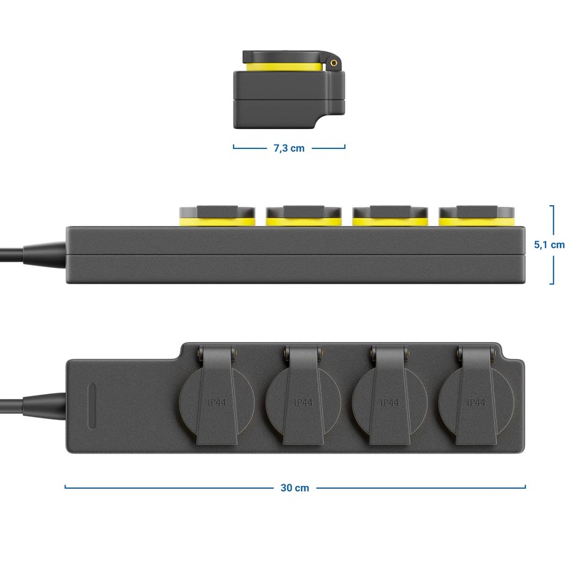 deleyCON 4-Way Outdoor Power Strip with 1.4 m Cable for
