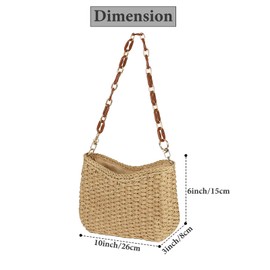 Womens Straw Woven Shoulder Bag Summer Beach Travel Crossbody Handbag Satchel Purse Tote for Shopping Camping