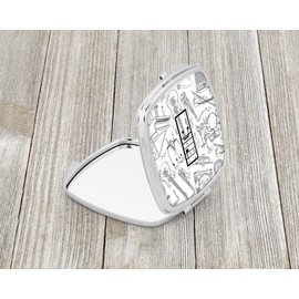 Caroline's Treasures CJ2007-ISCM Letter I Musical Note Letters Compact Mirror Decorative Travel Makeup Mirror for Women Girls Gifts Pocket Makeup Mirror Folding Handheld