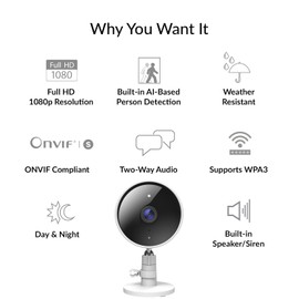 D-Link DCS-8302LH Full HD Weather Resistant Wi-Fi Camera, Dog/Pet Camera, WiFi Camera, IR Night Vision, WPA3™ Encryption,SD&Cloud, supports Google/Alexa to Keep Homes Secure