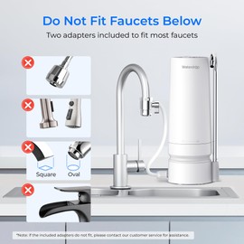 Waterdrop WD-CTF-05 Countertop Water Filter, 4000 Gallons Faucet Water Filter for Tap with Filter Life Reminder, Reduces Heavy Metals, Bad Odor, and 99% Chlorine (1 Filter Included)