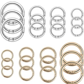 YUNYU 24Pack Spring O Rings, 13/16/19/25mm Gold & White Round Spring Snap Rings for Bags, Wallets, DIY Crafts