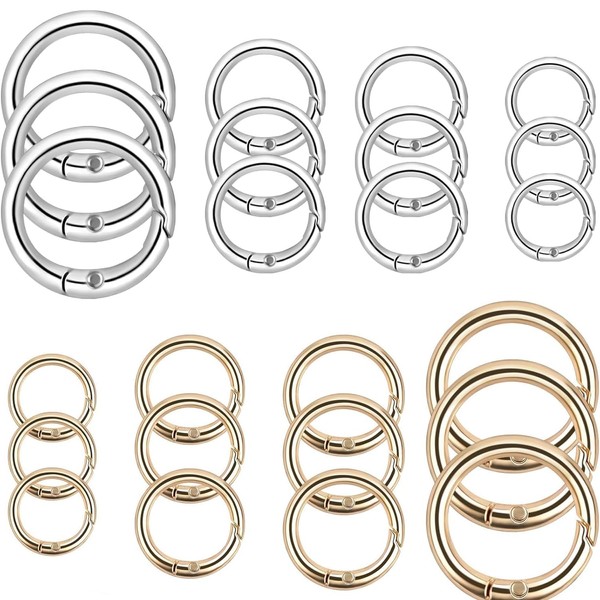 YUNYU 24Pack Spring O Rings, 13/16/19/25mm Gold & White Round