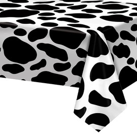 Jungle Safari Animal Cow Print Plastic Tablecloths,Cow PVC Table Cover for Jungle Safari Animals Party Decorations,Plastic Table Cloth Cow Print for Kids Adults Jungle Zoo Animals Party Supplies