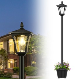 72" Solar Outdoor Light with Planter,Waterproof Solar Post Lamp Ligts,Solar Garden Lights for Backyard, Pathway, Patio,Lawn, Driveway Decor