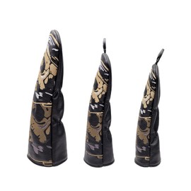 Golf Club Head Covers,3pc Skull Skeleton Driver Fairway Hybrid Golf Headcovers for Woods, PU Leather with Advanced Embroidery for Most Brands-Yellow