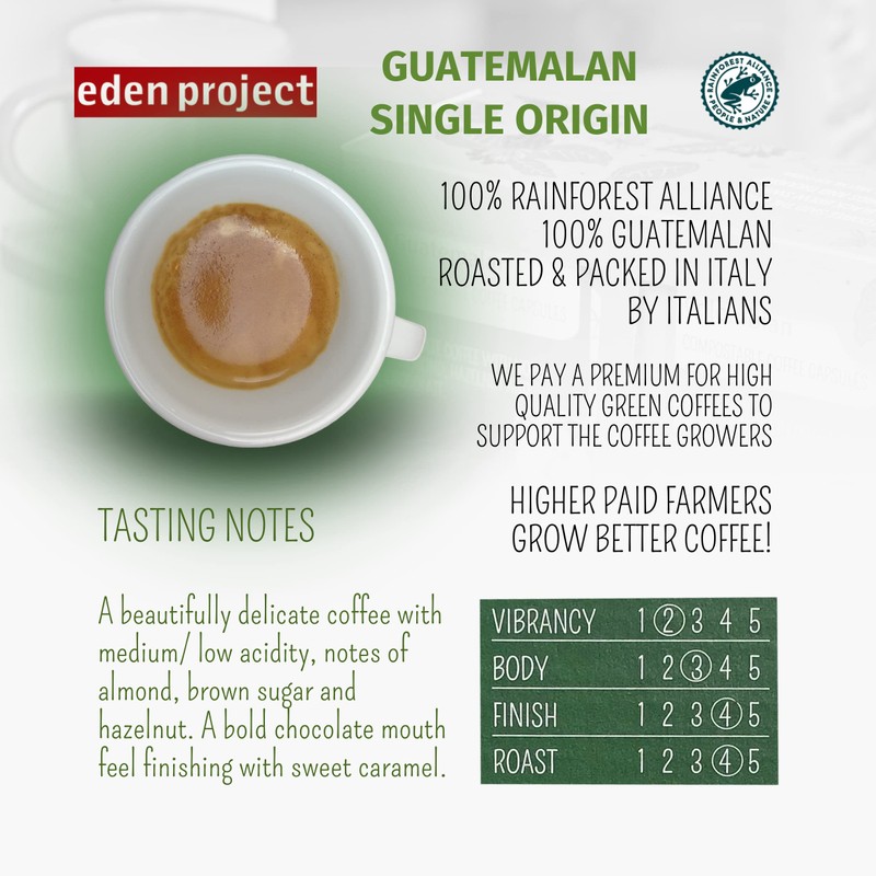 THE EDEN PROJECT 100 GUATEMALAN Home Compostable Coffee Pods -