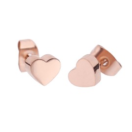 Legitta Women's Heart Earrings in Rose Gold Minimalist Design Delicate Stud Earrings Titanium Jewellery Nickel-Free, Titanium, No Gemstone