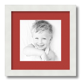 ArtToFrames 8x8 inch Satin White Picture Frame with 2 Inch Single Deep Red Mat, SingleMat-5179-8x8-1459