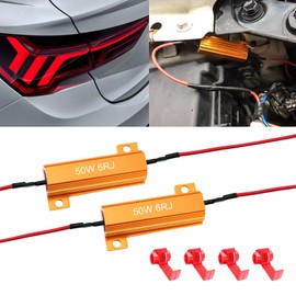 PACLVIO 2PCS Load Resistors, 50W 6Ohm Car Resistors, LED Turn Signal Resistor Flasher Adaptor, Aluminum Case Resistor for Fix LED Bulb Fast Hyper Flash Turn Signal Blink Error Code (6RJ, 2PCS)