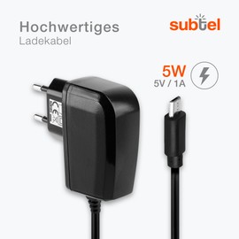 subtel® GPS Ladegerät kompatibel mit Garmin Edge 520 Plus, 820 1000 1030 Dashcam 55 Zumo 595 Approach Dezl 760 Navigator Ladekabel Micro USB Netzteil Navigationsgerät Auflader 1A Anschluss Stecker