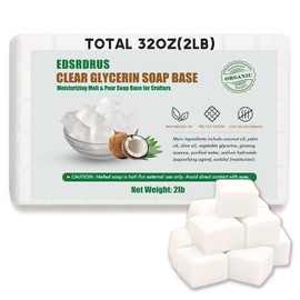 EDSRDRUS- Jabón de glicerina sin aroma de 2 libras, base de jabón para derretir y verter, hecho a mano y humectante, para manualidades