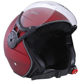 Harssidanzar Motorcycle Helmet Single Visor Open Face Motorbike Scooter Moped Helmet Cruiser, DOT Approved,for Men and Women CU604US, 2 Red,Size Medium