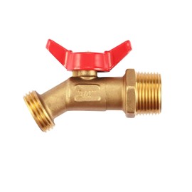 LitOrange 2 PCS Heavy Duty Brass Hose Elbow Stop Valve Hose Bibb Boiler Drain 1/2" Male NPT Inlet ×3/4" Male GHT Threaded Garden Hose Connector Adapter Water Shut-Off Valve Faucet
