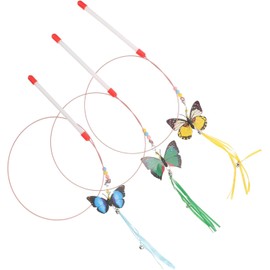 Lyyxjsltd 3 Pack Butterfly Cat Teaser Cat Teaser Toy Cat Toy Kitten Interactive Toys Wand Toys Pet Cats Toy