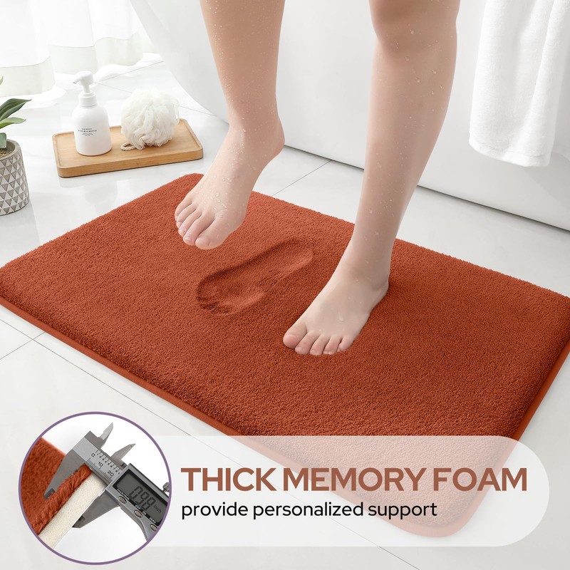 Bathroom Rugs Sets 3 Piece, Burnt Orange 17"x24"+20"x32"+20"x24"