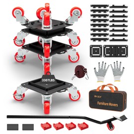 MYUEA Furniture Dolly 5 Wheels Heavy Duty with Removable Side Guards,3307 Lbs Capacity,360° Rotating Wheels & Side Brake,Furniture Movers Lifter Tool with Wheels for Appliances,Sofas,Beds,Pianos