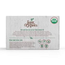 Super Organics Energy Boost Coffee Brew Cups with Superfoods & Probiotics Keurig K-Cup Compatible Energizing, Stamina Medium Roast, USDA Certified Organic, Vegan, Non-GMO, 60ct