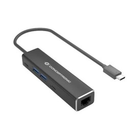 CONCEPTRONIC ABBY13B Gigabit Ethernet USB 3.2 Gen 1 Adapter with USB Hub, GbE, USB-A x 2, USB-C x 2