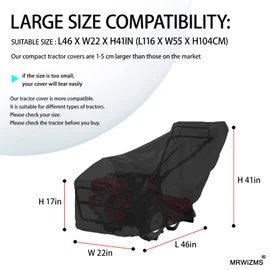 MRWiZMS Garden Tiller Cover, Tiller Garden Tiller Cover, 420D Oxford Fabric, UV, Waterproof, Dustproof, Universal Rototiller Cover with Black Protective Bag