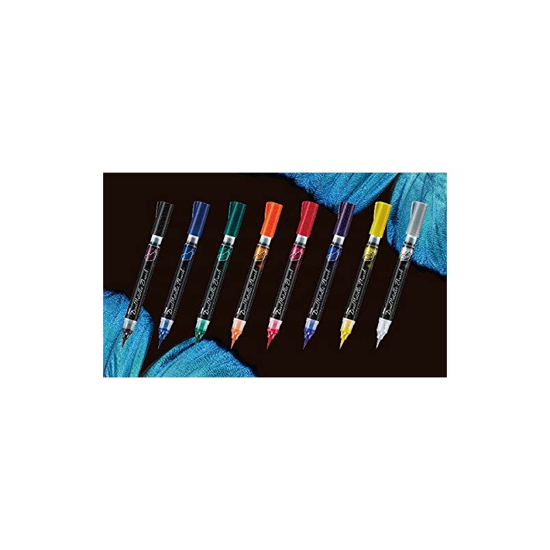 Pentel XGFH-DZ Glitter Brush Pen, Dual Metallic, Blush Silver, Set