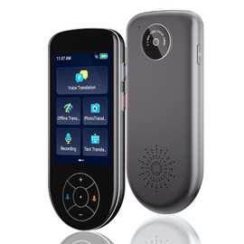 Language Translator Device 2025 Instant Two-Way Language Translator Support 137 Language Portable Real Time Voice Translation Online/Offline/AI/Text/Photo Translation for Travel Learning(Grey Black)