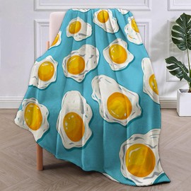 Egg Blanket Gifts for Kids Adults Soft Warm Lightweight Flannel Food Sunny-Side-Up Egg Pattern Throw Blankets for Bed Sofa Home Travel Decor 50"x60"