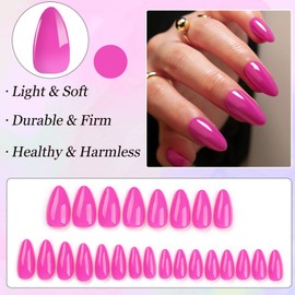 Boloshine French Tip False Nails, 24Pcs Solid Color Press on Nails Acrylic Nail Tips, Glossy Glue on Nails with Glue Stickers, Full Cover Removable Short False Nails for Women and Girls, Violet