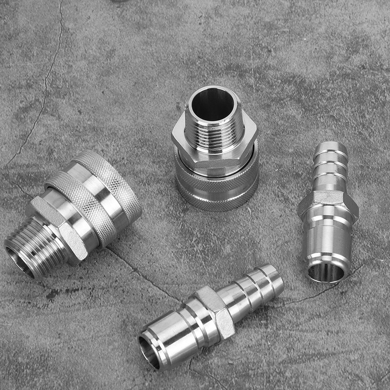 4pcs G1/2in Thread Stainless Steel Quick Connector Adapter Fitting for