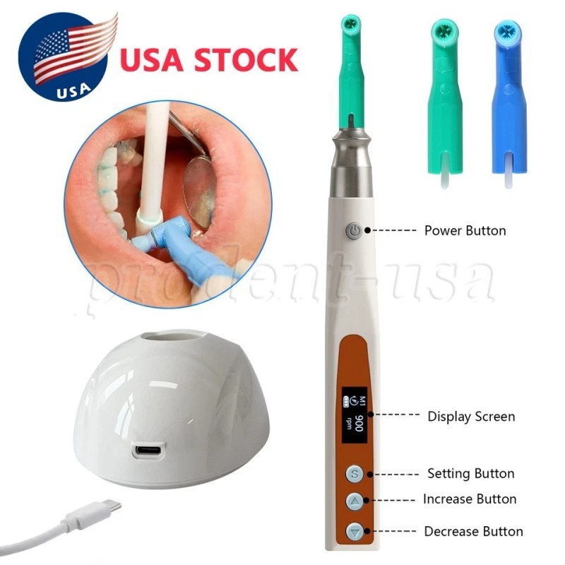 Sandent Dental Cordless Electric Hygiene Prophy Handpiece +2 Disposable Prophy