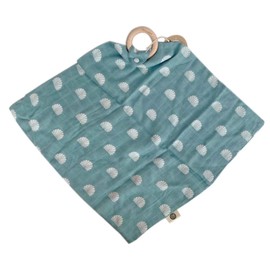 OB DESIGNS - Dou's in mussola di cotone ecologico e anello per la dentizione in legno di faggio naturale per neonato, con copertina per addormentare il bimbo, lavabile in lavatrice
