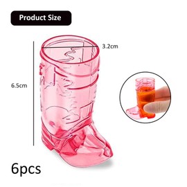 Buaak 6 Pcs Mini Cute Cowboy Boot Shot Glasses, Cowboy Party Decorations, Plastic Shot Glasses for Parties, Weddings, Outdoor BBQs and Bars(Pink)