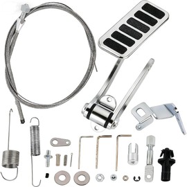 5657 Universal Polished Aluminum Throttle Pedal Accelerator Adjustable Throttle Cables 36" Throttle Cable Kit with 24" Sleeve and Cable & Carb Bracket Compatible with Most Vehicles