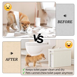 NAMTSO Bathroom Toilet Paper Storage with Lid - for Up to 12 Rolls | Storage Bins with Lids for Towel or Yarn | Free Standing | Foldable | Moisture Resistant | Clear Plastic Window | Beige | 2 Pack