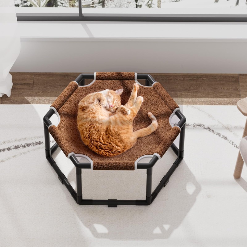 Tresbro Cat Bed, Hexagon Warm Elevated Cat Bed with Thick