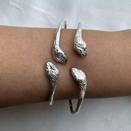 Better Jewelry Snake Ends .925 Sterling Silver West Indian Bangles, 1 pair