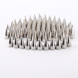 100pcs Screw Back Bullet Stud Spike Belt Bag Leather Craft Clothes Rivet, Silver