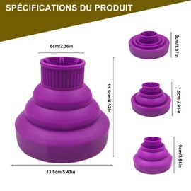 JOIYHY Diffusor für Haartrockner, Lockenstab für Haartrockner mit 4,2 – 4,8 cm Durchmesser, geeignet für alle Haartypen – Violett