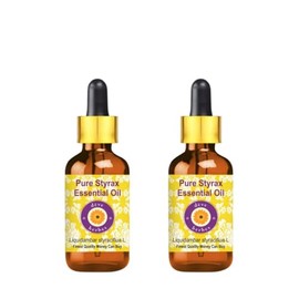 Deve Herbes Pure Styrax Essential Oil (Liquidambar styraciflua L) with Glass Dropper | Non-Sticky | Non-Greasy | Lightweight | Men & Women | All Skin Types | Steam Distilled 5ml X 2 (0.33 oz)