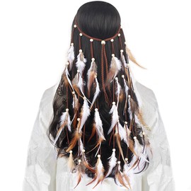 Bluelves Feather Headpiece, Boho Hippie Headband, Indian Jewellery for Viking Women, Tribal Headpiece in Native American Style, Feather Jewellery, Bohemian Headpiece