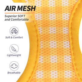 AIITLE Easy Walk Dog Vest Harness and Leash Set, Pet Supply No Pull, Summer Breathable Mesh, Reflective Stripes, Adjustable Escape Proof Pet Outdoor Harnesses for Medium Dogs Yellow L