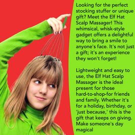 Pelto Scalp Massager in Christmas Gift Box - Mens Stocking Stuffers for Adults 2024. Secret Santa White Elephant Gift Ideas. Elf Hat Theme 20 Prong Head Scratcher Women Teens Him Her Girls Boy