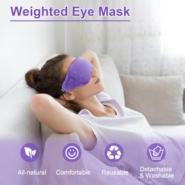 BeHoomi Weighted Eye Mask for Sleeping, Soft Heated Eye Mask, Moist Heat Warm Compress for Eyes, Natural Lavender & Flaxseeds Microwave Reusable Sleep Mask, Must Haves for Women Spa, Home, Office