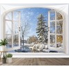 LB Winter Landscape Wall Towel Pine with Snow Outside the Window Wall Hanging Natural Tapestry for Living Room Bedroom Dorm Wall Decoration 235 x 180 cm